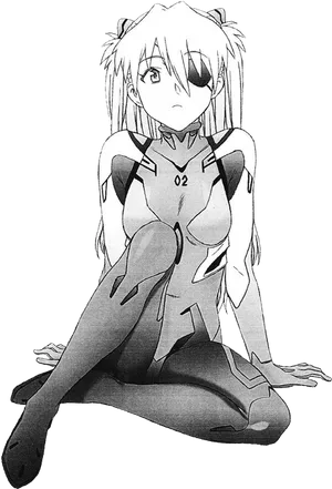 Asuka Langley Sitting Pose PNG Image