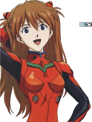 Asuka Langley Smilingin Plugsuit PNG Image