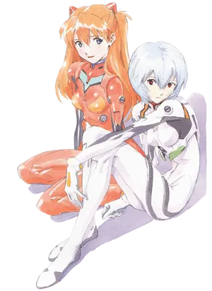 Asukaand Rei Evangelion Characters PNG Image