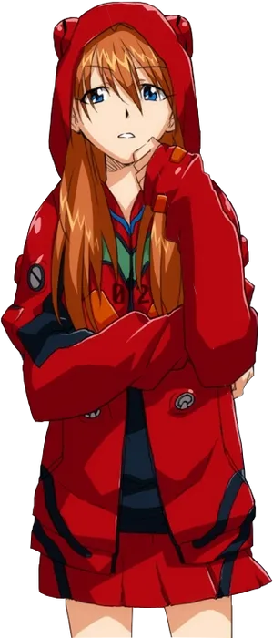 Asukain Red Hoodie Evangelion PNG Image