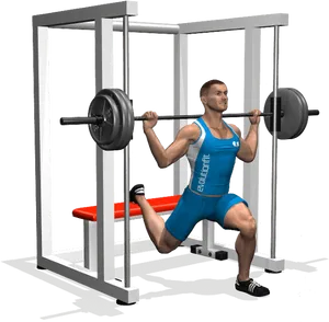 Athlete Performing Barbell Squat Exercise PNG Image