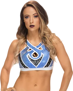 Athletic Woman Blue Performance Attire PNG Image