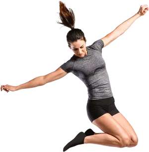 Athletic Woman Jumping PNG Image