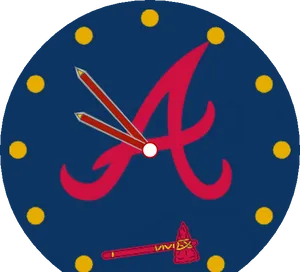 Atlanta Braves Logo Clock Illustration PNG Image