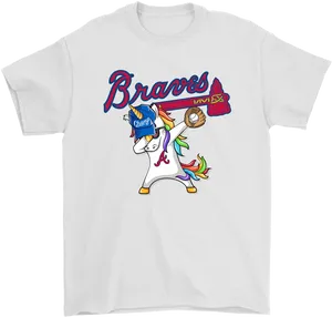 Atlanta Braves Unicorn Mascot T Shirt Design PNG Image