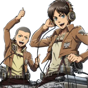 Attackon Titan Characters Celebrating PNG Image