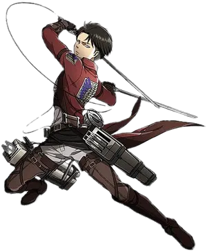 Attackon Titan Eren Yeager Action Pose PNG Image