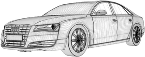 Audi Sedan3 D Wireframe Model PNG Image