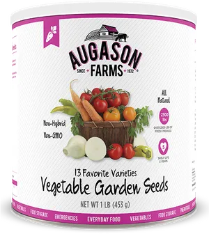 Augason Farms Vegetable Garden Seeds Container PNG Image