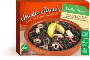 Auntie Arnies Frozen Paella Negra Packaging PNG Image