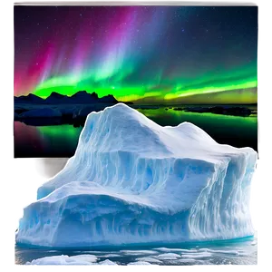 Aurora Borealis Over Icebergs Png Hkj PNG Image