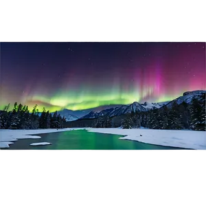 Aurora Over Snowy Wilderness Png Amr PNG Image