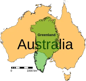 Australia Greenland Size Comparison Map PNG Image