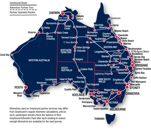 Australia Greyhound Route Map PNG Image