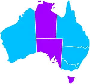 Australia Map Divided Regions PNG Image