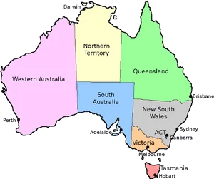 Australia Statesand Territories Map PNG Image