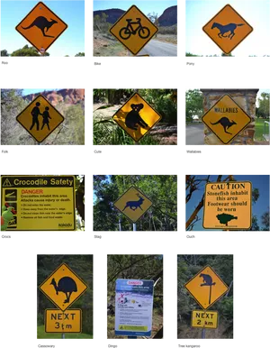 Australian Warning Signs Collage PNG Image