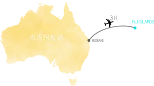 Australiato Fiji Flight Path Map PNG Image