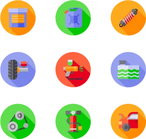 Auto Maintenance Icons Set PNG Image