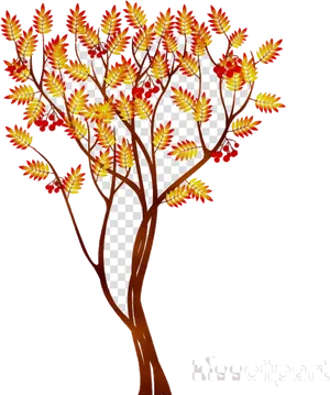 Autumn Flower Tree Transparent Background PNG Image