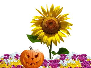 Autumn Halloween Sunflower Pumpkin PNG