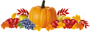 Autumn Harvest Pumpkinand Fruit PNG Image