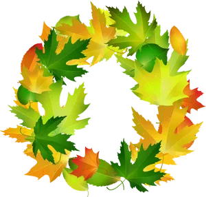 Autumn Leaves Circular Frame PNG Image