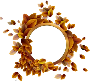 Autumn Leaves Round Frame PNG Image