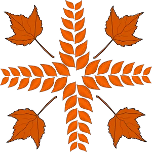 Autumn Leaves Symmetrical Pattern PNG Image