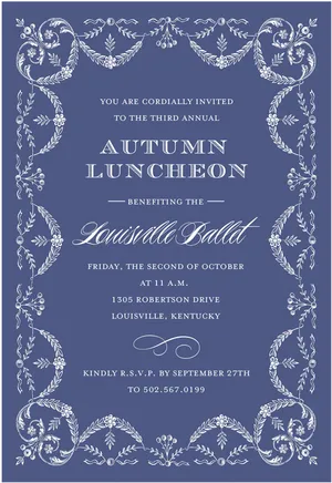 Autumn Luncheon Invitation Elegant Border PNG Image