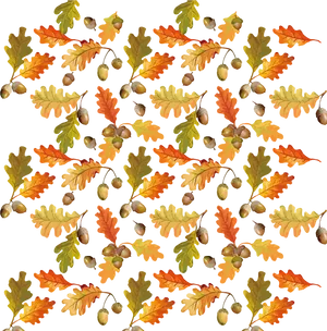 Autumn_ Oak_ Leaves_and_ Acorns_ Pattern PNG Image