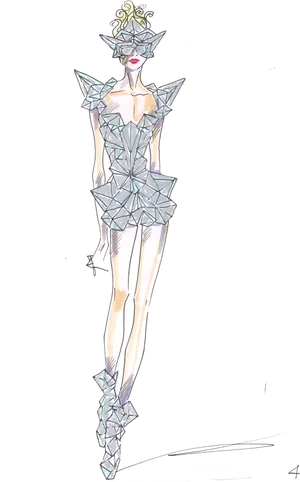 Avant Garde Geometric Fashion Sketch PNG Image