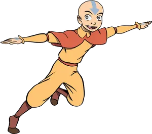 Avatar Aang Action Pose PNG Image