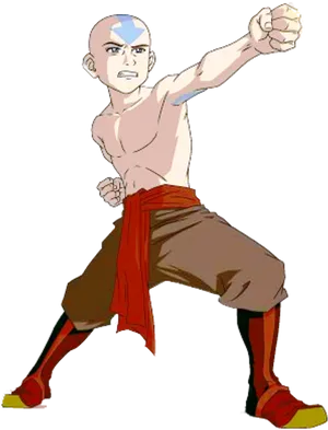 Avatar Aang Bending Stance PNG Image