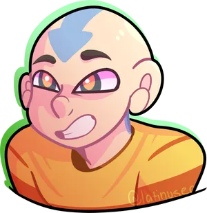 Avatar Aang Cartoon Portrait PNG Image