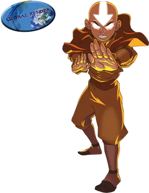 Avatar Aang Elemental Stance PNG Image