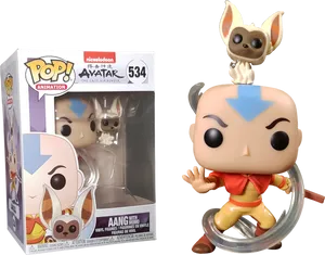 Avatar Aang Funko Popwith Momo PNG Image