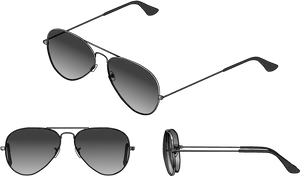 Aviator Sunglasses Three Views PNG Image