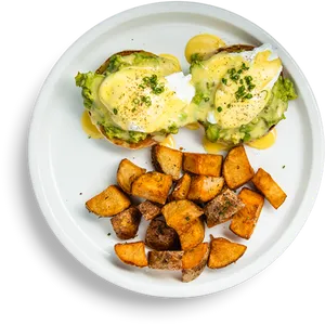 Avocado Eggs Benedictwith Potatoes PNG Image