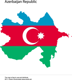 Azerbaijan Flag Map PNG Image