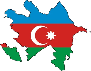 Azerbaijan Mapwith Flag PNG Image