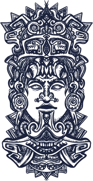 Aztec Warrior Artwork PNG Image