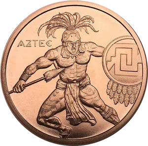 Aztec Warrior Engraving Coin PNG Image