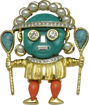 Aztec Warrior Figurine Golden Artifact PNG Image