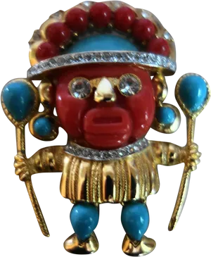 Aztec Warrior Figurine Jewelry PNG Image