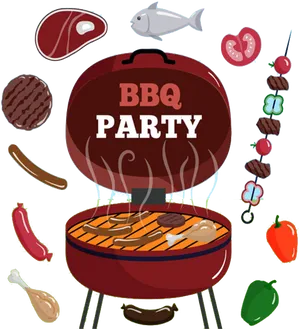 B B Q Party Invitation Graphic PNG Image