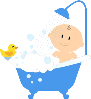 Baby Bath Time Fun PNG Image