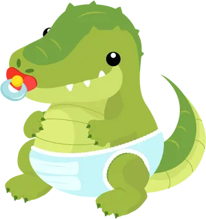 Baby Crocodile Cartoon Illustration PNG Image