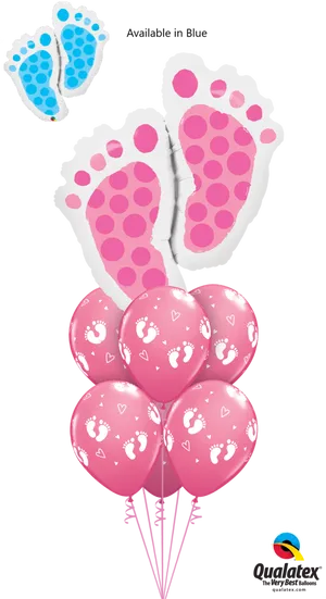 Baby Footprint Balloons Pinkand Blue PNG Image