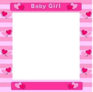 Baby Girl Frame Pink Hearts PNG Image